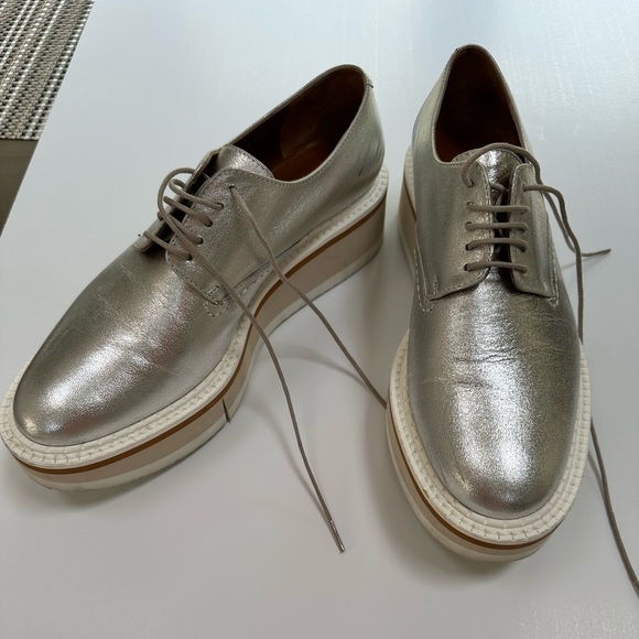 Robert Clergerie BROOK platform shoes lace ups Derbies Silver 38 7.5 - Picture 2 of 10